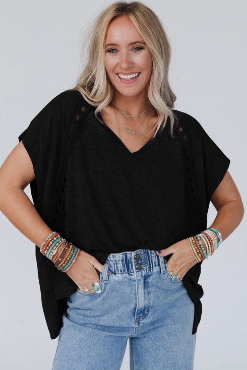 Crochet Lace Detail Oversized Tee